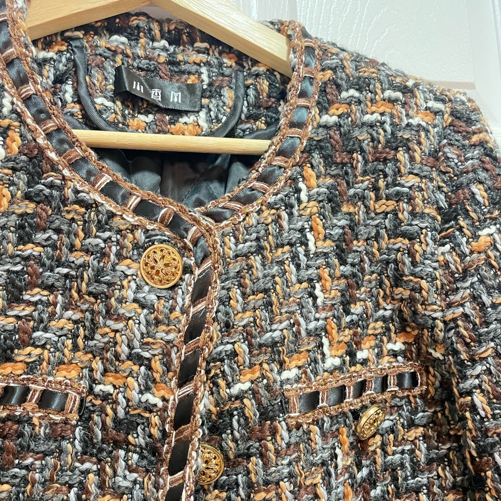 Woman’s Tweed Loose Coat Jacket Top Size M - Picture 5 of 10
